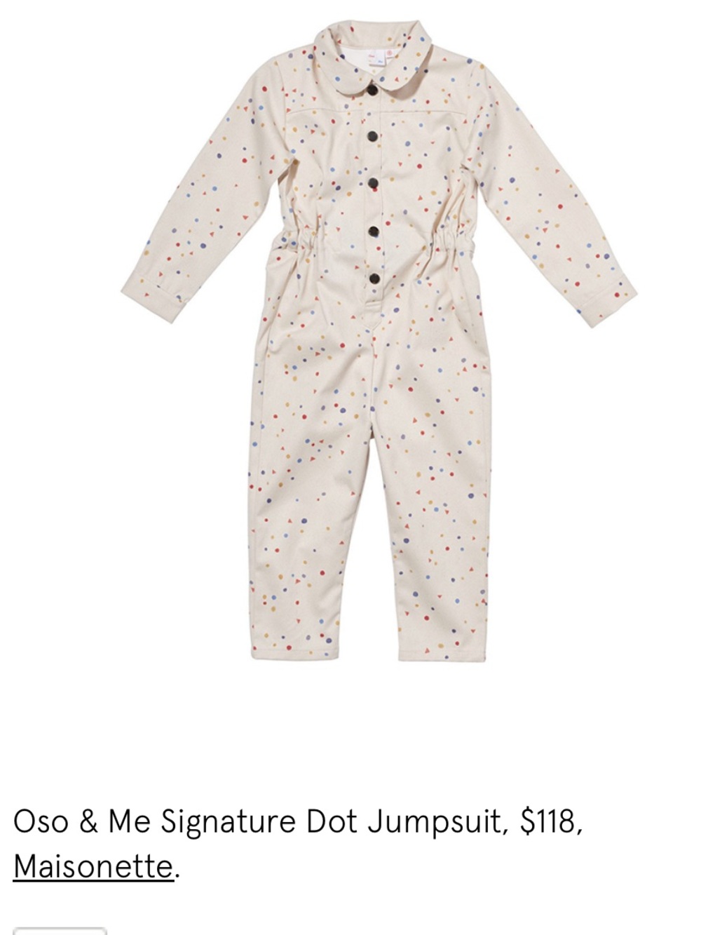OSO AND ME NWT unisex polka dot Bennie jumpsuit sz 6